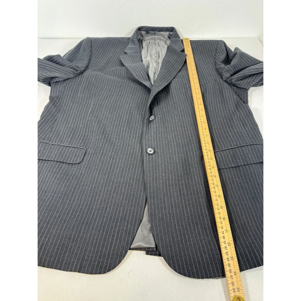 J Ferrars‎ Men Charcoal Pinstripe Wool Blend Suit Jacket Pants Set 44x32